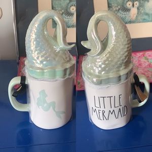Disney Rae Dunn Little Mermaid Ariel Mug with Iridescent Mermaid Tail Topped Lid